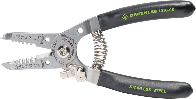 Greenlee 1916-SS Stainless Wire Stripper and Cutter, 10-20AWG, 6-Inches - Image 1